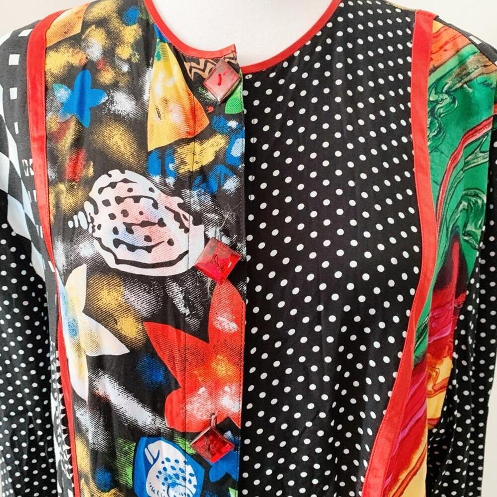 Vintage Maggie Shepherd Rayon Abstract Print Dress Size M - Picture 6 of 6